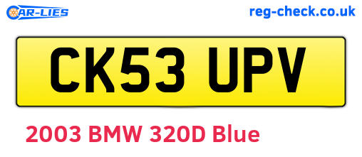 CK53UPV are the vehicle registration plates.