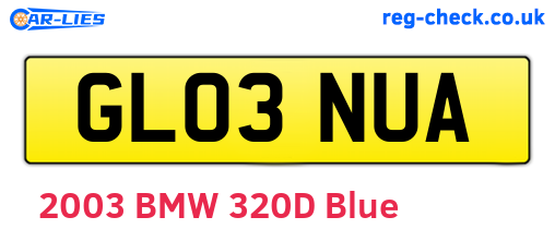 GL03NUA are the vehicle registration plates.