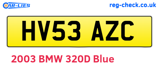 HV53AZC are the vehicle registration plates.