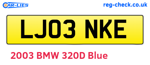 LJ03NKE are the vehicle registration plates.
