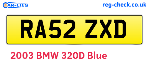 RA52ZXD are the vehicle registration plates.