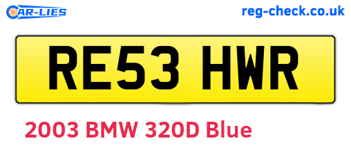 RE53HWR are the vehicle registration plates.