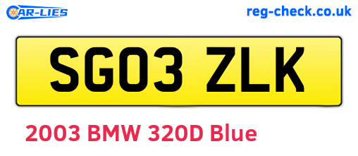 SG03ZLK are the vehicle registration plates.