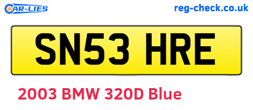 SN53HRE are the vehicle registration plates.