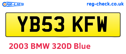 YB53KFW are the vehicle registration plates.