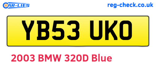 YB53UKO are the vehicle registration plates.