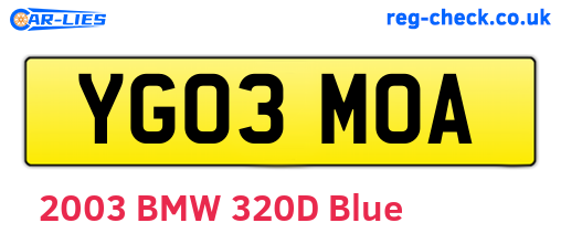 YG03MOA are the vehicle registration plates.