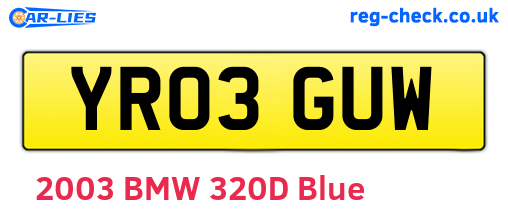 YR03GUW are the vehicle registration plates.