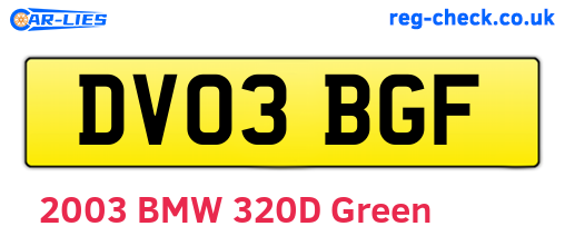 DV03BGF are the vehicle registration plates.