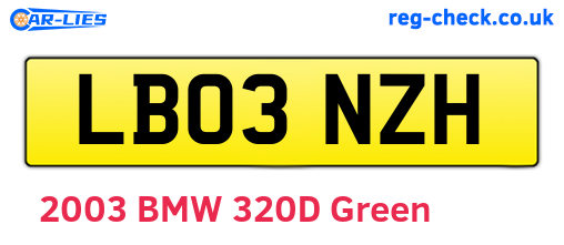 LB03NZH are the vehicle registration plates.
