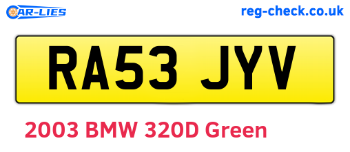 RA53JYV are the vehicle registration plates.