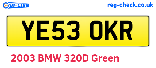 YE53OKR are the vehicle registration plates.
