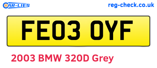FE03OYF are the vehicle registration plates.