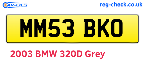 MM53BKO are the vehicle registration plates.