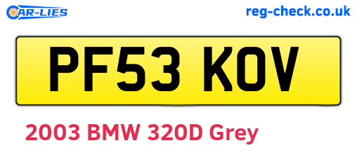 PF53KOV are the vehicle registration plates.