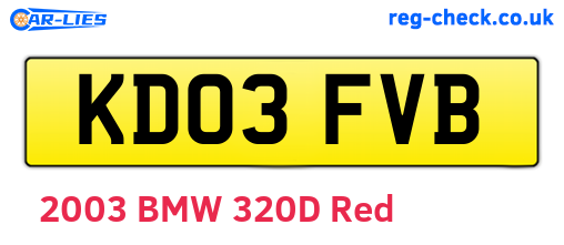 KD03FVB are the vehicle registration plates.
