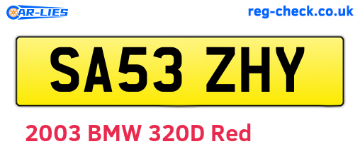 SA53ZHY are the vehicle registration plates.