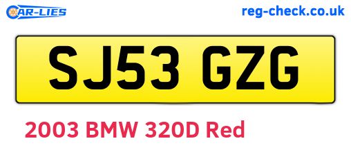 SJ53GZG are the vehicle registration plates.
