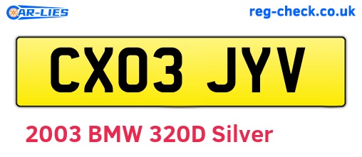 CX03JYV are the vehicle registration plates.