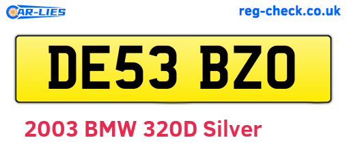 DE53BZO are the vehicle registration plates.