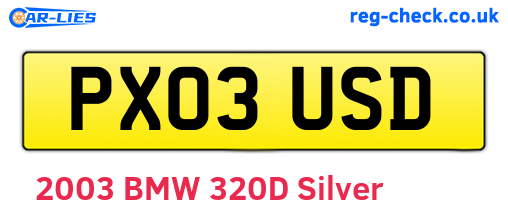 PX03USD are the vehicle registration plates.