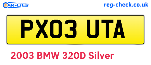 PX03UTA are the vehicle registration plates.