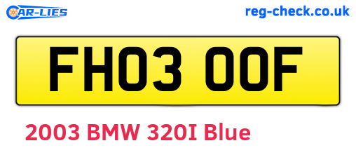 FH03OOF are the vehicle registration plates.