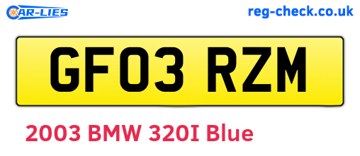 GF03RZM are the vehicle registration plates.