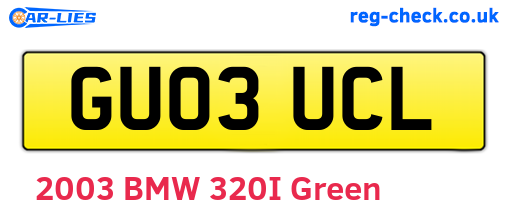 GU03UCL are the vehicle registration plates.