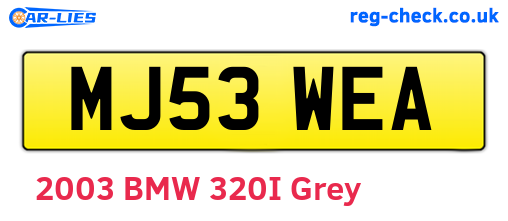 MJ53WEA are the vehicle registration plates.