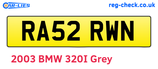 RA52RWN are the vehicle registration plates.