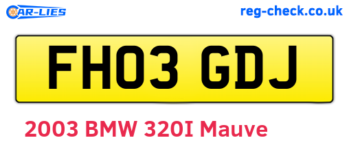 FH03GDJ are the vehicle registration plates.