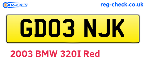 GD03NJK are the vehicle registration plates.