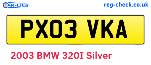 PX03VKA are the vehicle registration plates.