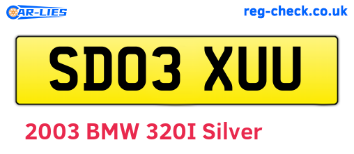 SD03XUU are the vehicle registration plates.
