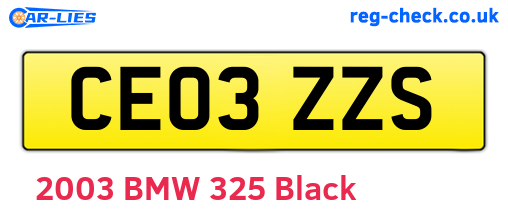CE03ZZS are the vehicle registration plates.