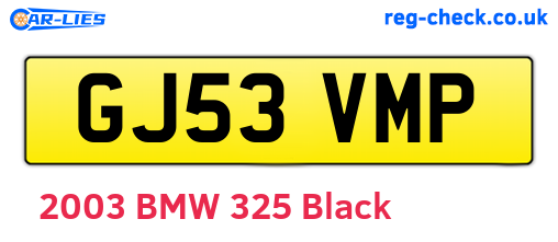 GJ53VMP are the vehicle registration plates.