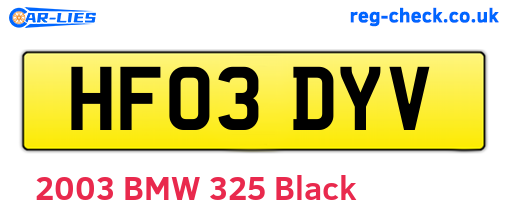 HF03DYV are the vehicle registration plates.