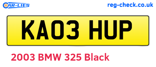 KA03HUP are the vehicle registration plates.