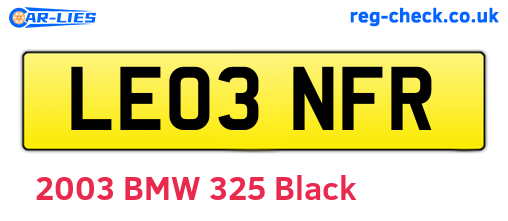 LE03NFR are the vehicle registration plates.