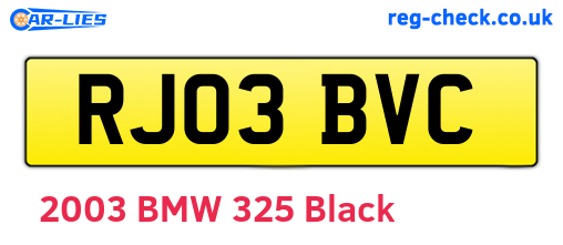 RJ03BVC are the vehicle registration plates.