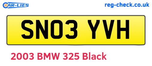 SN03YVH are the vehicle registration plates.