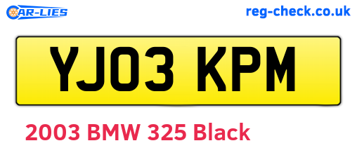 YJ03KPM are the vehicle registration plates.