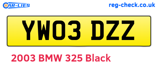 YW03DZZ are the vehicle registration plates.