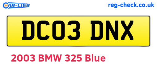 DC03DNX are the vehicle registration plates.