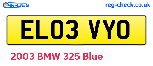 EL03VYO are the vehicle registration plates.