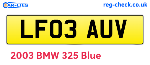 LF03AUV are the vehicle registration plates.