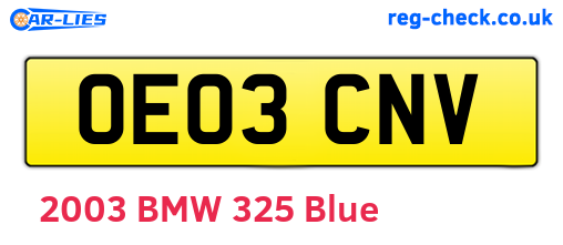OE03CNV are the vehicle registration plates.