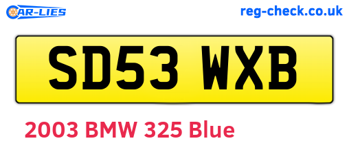 SD53WXB are the vehicle registration plates.