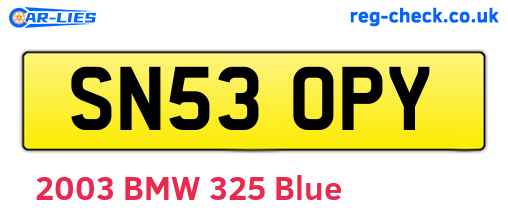 SN53OPY are the vehicle registration plates.